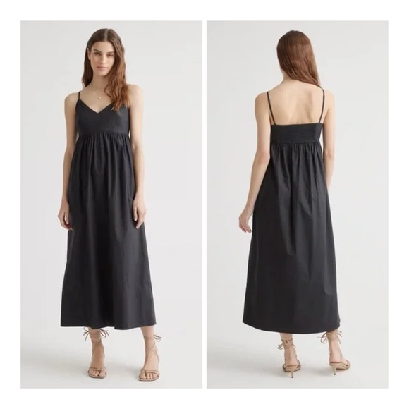 NEW Quince Women's Black 100% Organic Cotton Sleeveless Maxi Dress Size S - Picture 1 of 16